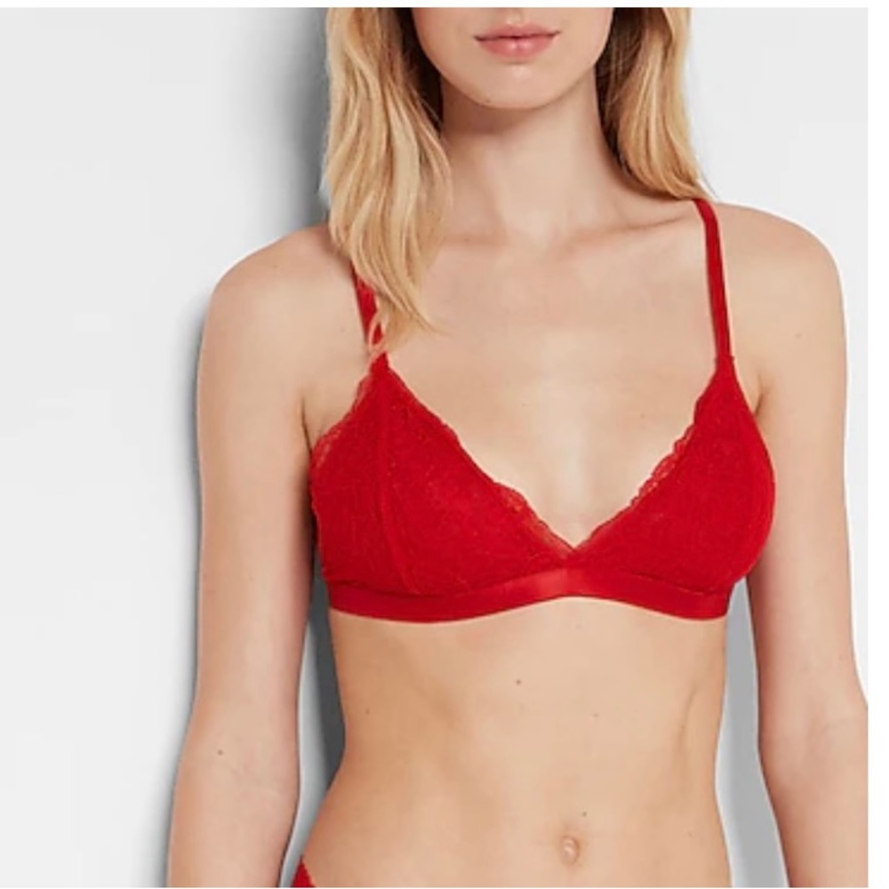 NWT Express Intimates Red Lace Triangle Bralette Bra, Sz XS